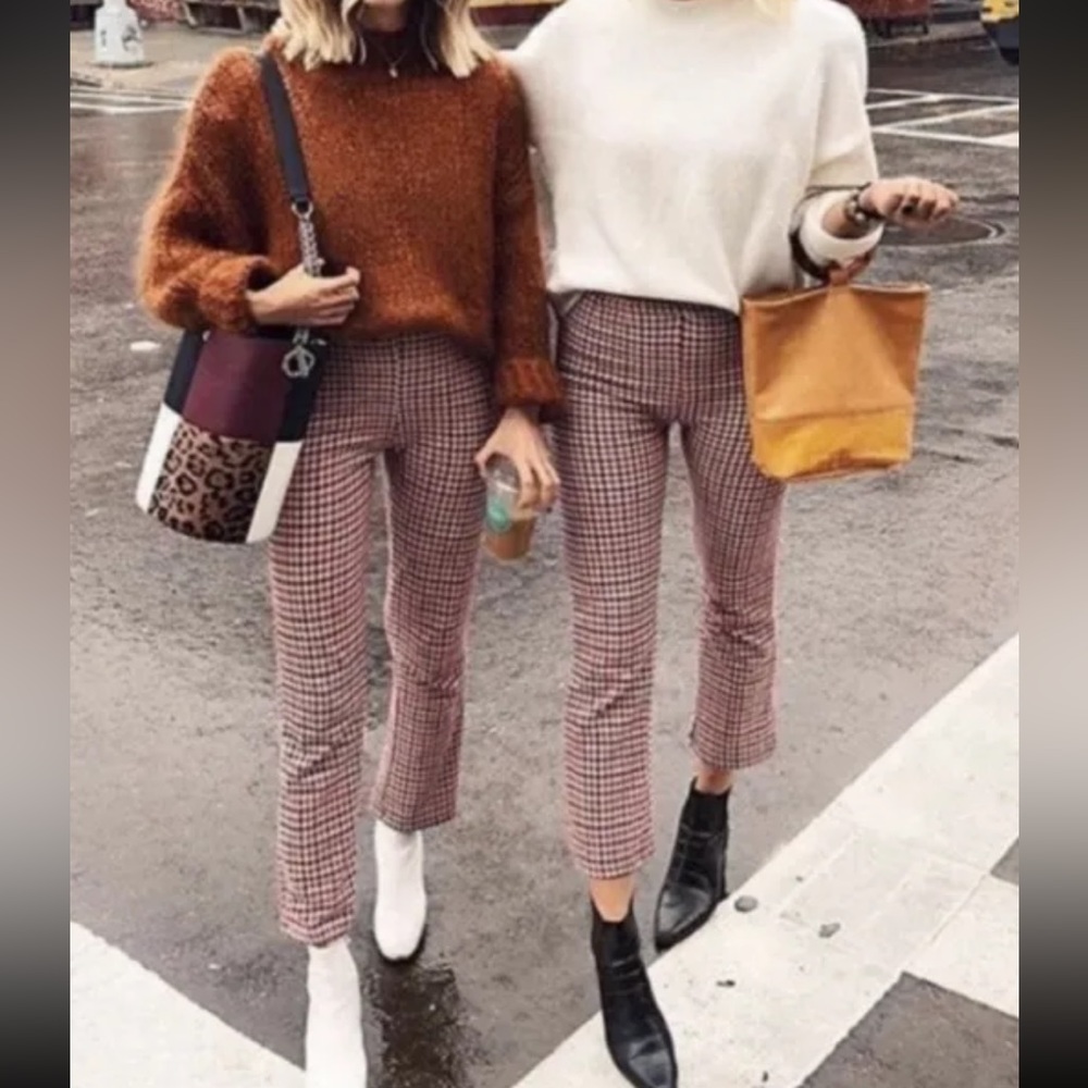 Free People Rudy Houndstooth Flared Trousers Size 0